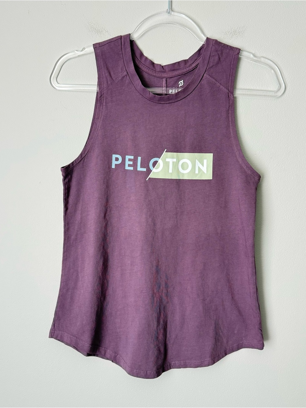 Peloton Purple Logo Muscle Tank with Green Accent